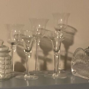 Crystal Clear Candle Holders  Glass Set